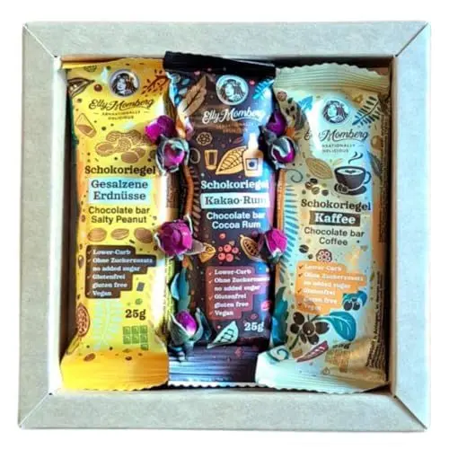 Produktbild: Gaumenfreude Schokoriegel TRIO - vegan, ohne Zuckerzusatz, ohne Soja, Sucralose, Maltit, glutenfrei - Lower Carb - für Diabetiker geeignet (Trio - 3er Set, Kakao Rum, Erdnuss Karamell, Kaffee)