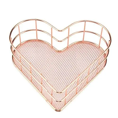 Produktbild: Gavigain Multifunktionaler Aufbewahrungskorb, herzförmiger Aufbewahrungskorb für Haushalt und Büro, Badezimmer-Organizer für Make-up, Lippenstift, Rouge, Augenbrauenpuder (Rose Gold)