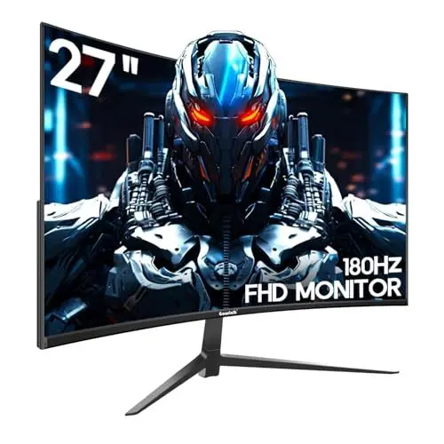 Produktbild: Gawfolk 27 Zoll Curved Gaming Monitor 165Hz/ 180Hz, PC Bildschirm Full HD 1080P, Rahmenloses 1800R Computerbildschirm mit FreeSync und Eye Care Technologie, unterstützt VESA