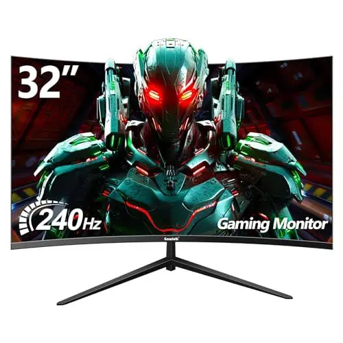 Produktbild: Gawfolk Gaming Monitor 32 Zoll 240Hz, Curved PC Bildschirm Full HD 1080P, Rahmenloses 1500R Gebogenes Computer Bildschirm mit FreeSync und Eye Care Technologie, unterstützt VESA
