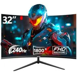 Produktbild: Gawfolk Gaming Monitor 32 Zoll Curved, 240Hz PC Bildschirm Full HD 1080P, Rahmenloses 1800R Gebogenes Computerbildschirm unterstützt VESA
