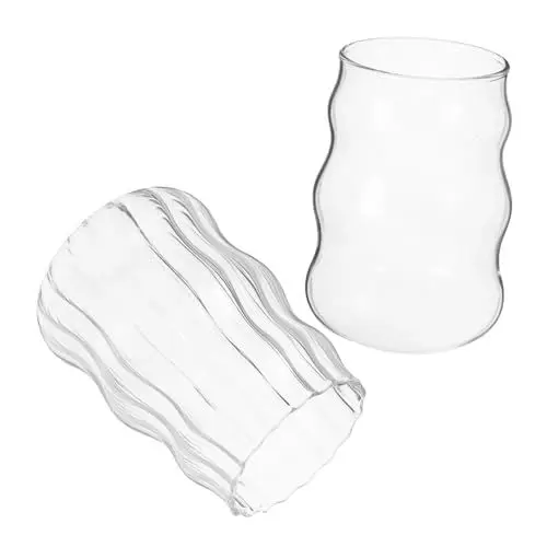 Produktbild: GAXIRE 2 Stück Chubby Glas Klarer Cocktailbecher Getränkebecher Klarer Glasbecher Transparenter Whiskybecher Klares Glas Kaffeebecher Saftgläser Bar Glaswaren Glas