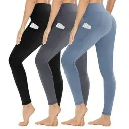 Produktbild: Gayhay 3er Pack Leggings Damen High Waist Sportleggings Blickdicht Sporthose für Sport Yoga Gym(Schwarz/Dunkelgrau/Blau-T,S-M)