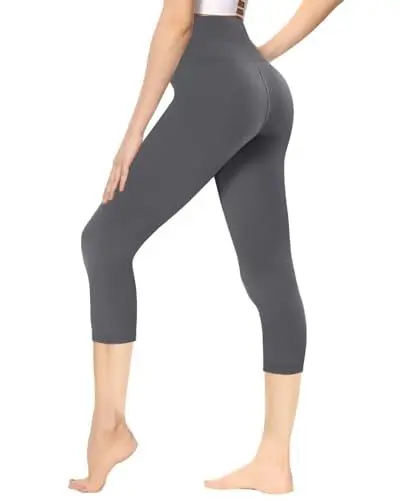Produktbild: Gayhay Capri Leggings Damen 7/8 für Sport, 3/4 Sporthose High Waist Leggins für Gym Yoga(Grau,L-XL)