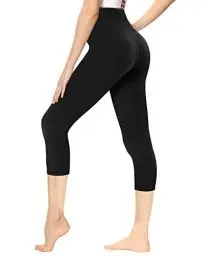 Produktbild: Gayhay Leggings Damen 3/4 Capri für Sport, 7/8 Sporthose High Waist Caprihose Blickdicht Leggins für Gym Yoga (Schwarz,S-M)
