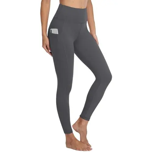 Produktbild: Gayhay Leggings mit Taschen Damen High Waist Sportleggins Lang Sporthose Stretchy Dunkelgrau.L-XL
