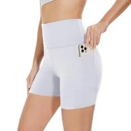 Produktbild: Gayhay Radlerhose Damen Kurze Shorts Sporthose Leggings Blickdicht High Waist Shorts Hotpants Sommerhose für Yoga Weiß,XXL