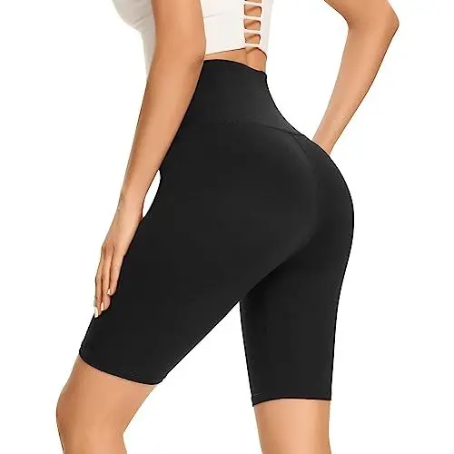 Produktbild: Gayhay Radlerhose Damen Knielang High Waist Kurze Sporthose Radler Yoga Shorts Leggings Sommer Blickdicht Schwarze,L-XL
