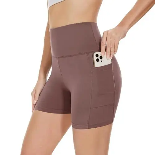 Produktbild: Gayhay Radlerhose Damen Kurze Shorts Sporthose Leggings Blickdicht High Waist Shorts Hotpants Sommerhose für Yoga Rosa,S-M