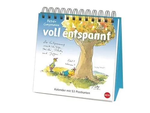 Produktbild: Gaymann: voll entspannt Premium-Postkartenkalender 2024. Die legendären Hühner in einem Wochen-Kalender zum Aufstellen. Yoga und Achtsamkeit mit dem ... einem Tischkalender.: Yoga- & Wellness-Hühner