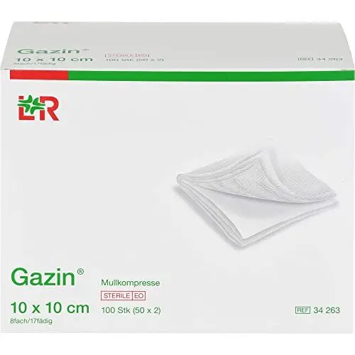 Produktbild: Gazin, Mullkompressen 10 cm x 10 cm steril 8fach 50x2 300 g, Weiss, 100 stück, (Pack of 50)
