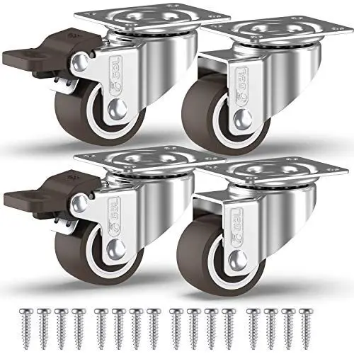 Produktbild: GBL 4 Lenkrollen 25 mm / 50 mm mit Schrauben Schwerlastrollen Lenkrollen Gummirollen für Möbel, Tisch, Wagen, braun