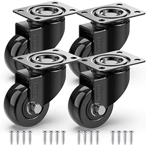 Produktbild: GBL Möbelrollen Schwerlast + Schrauben - 50mm 200KG - 4 Lenkrollen ohne Möbel Bremse - keine Spuren & Leise - Schwerlastrollen Transportrollen Rollen für Palettenmöbel