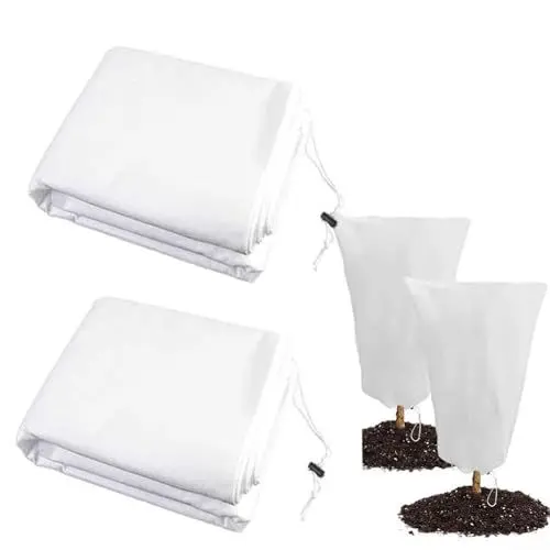 Produktbild: Gbtdoface Gartenvlies Pflanzenfrostschutz, Gartenbauvlies, hochwertiger Vlies-Frostschutzbeutel, für Pflanzen, atmungsaktiv, wiederverwendbar (80 x 100 cm)