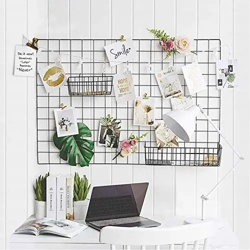 Produktbild: GBYAN 2 Stück Wandgitter Regal DIY Eisen Gitter der Fotowand Dekoration Pinnwand Foto an der Memoboard Hängen (65x45cm)