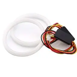 Produktbild: GBZIJIE Angel Eyes,Angel Eye Halo 2 stücke auto engel augen 60mm 70mm 80mm 90mm 95mm 100mm 110mm 120mm auto halo ringe baumwolle beleuchtung 12 v scheinwerfer 4014 smd weiß + gelb(110MM)
