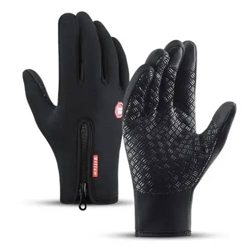 Produktbild: Gcbiger Winterhandschuhe für Herren & Damen,Touchscreen Anti-Rutsch-Handschuhe Winddichte Thermo-Sporthandschuhe zum Laufen Radfahren Wandern Fahren Klettern (Schwarz, M)