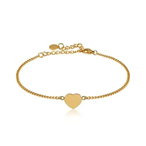 Produktbild: GD GOOD.designs Armband Herz Gold für Damen | Verstellbare 15,5-20,5 cm Herzchen Armkette | Vergoldetes Heart Freundschaftsarmband - Valentinstag - Geschenk für Sie