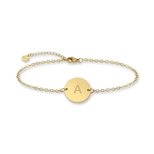 Produktbild: GD GOOD.designs Armkette mit Buchstaben in gold I 18k Echtgold beschichtet I Anhänger mit Initialen Gravur (Buchstabe A) - Valentinstag - Geschenk für Sie