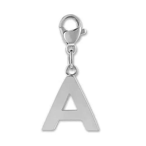 Produktbild: GD GOOD.designs Charms Anhänger mit Buchstabe A und Karabiner Verschluss - Initial Charm Silber aus Edelstahl für Bettelarmband - Valentinstag-Geschenk Für Sie und Ihn