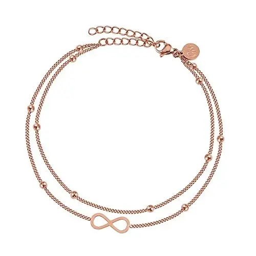 Produktbild: GD GOOD.designs Fußkettchen mit Unendlichkeitszeichen (Roségold) I Wasserfeste Infinity Fußkette mit 18 Karat Vergoldung I Damen Fußschmuck vergoldet