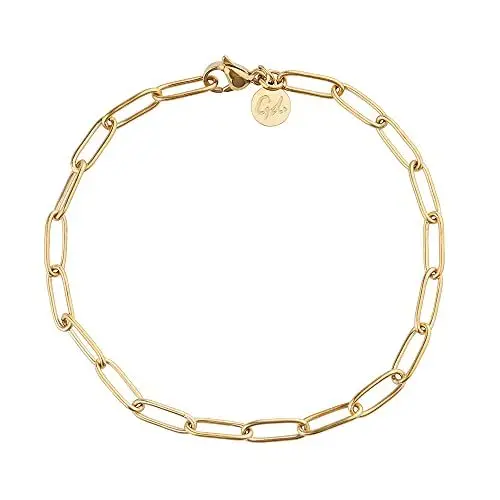 Produktbild: GD GOOD.designs Gliederarmband Gold für Damen mit 18K Vergoldung - Wasserfest - Feingliedrige Armkette aus Edelstahl I Größenverstellbare Gliederkette
