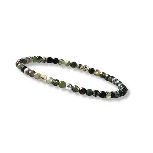 Produktbild: GD GOOD.designs Achat Armband Damen mit echten Natursteinen und 925 Silber Perle I Naturstein Armband aus facettierte 4mm Edelstein Perlen - Inkl. Geschenkbeutel