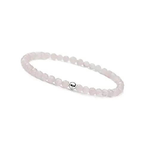 Produktbild: GD GOOD.designs Rosenquarz Armband Damen mit echten Natursteinen und 925 Silber Perle I Naturstein Armband aus facettierte 4mm Edelstein Perlen - Inkl. Geschenkbeutel - Geschenk Valentinstag für Sie