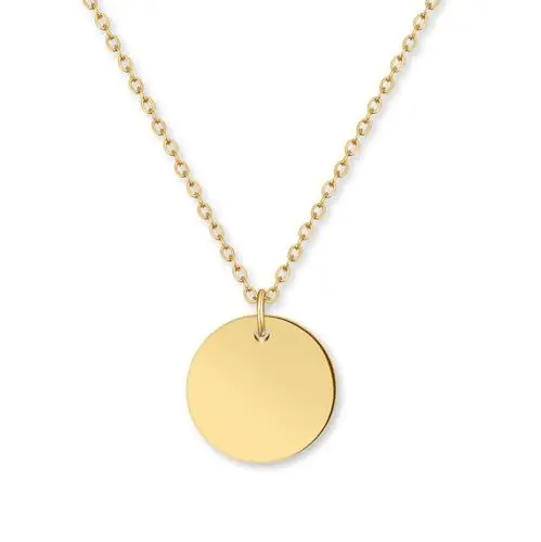 Produktbild: GD GOOD.designs Halskette Damen Gold mit Coin Plättchen - Wasserfest - Edelstahl Kette mit Kreis Anhänger rund I Größenverstellbar 40+5cm