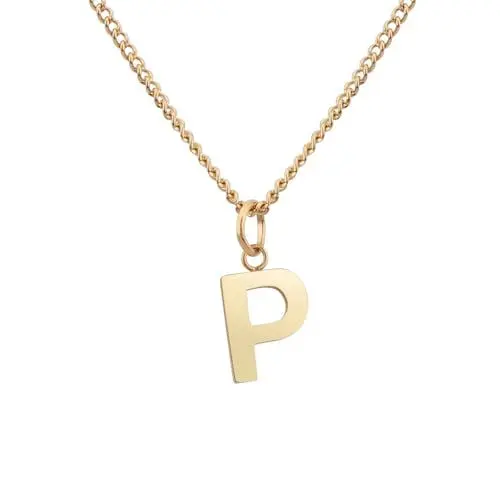 Produktbild: Halskette mit Buchstabe in Gold mit 18 Karat Vergoldung I Buchstabenkette für Damen I Persönliches Geschenk I Goldene Kette mit Letter Anhänger (P) - Valentinstag-Geschenk für Sie und Ihn