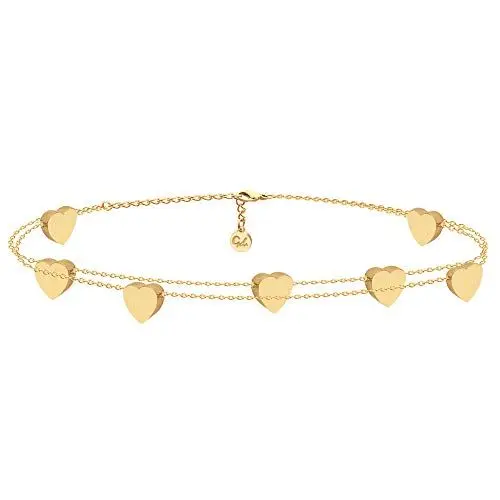 Produktbild: GD GOOD.designs Herz Armband Gold für Damen I Freundschaftsarmband für Sie - Verstellbar I 18 Karat vergoldete Herzchen Armkette - Valentinstag - Geschenk für Sie