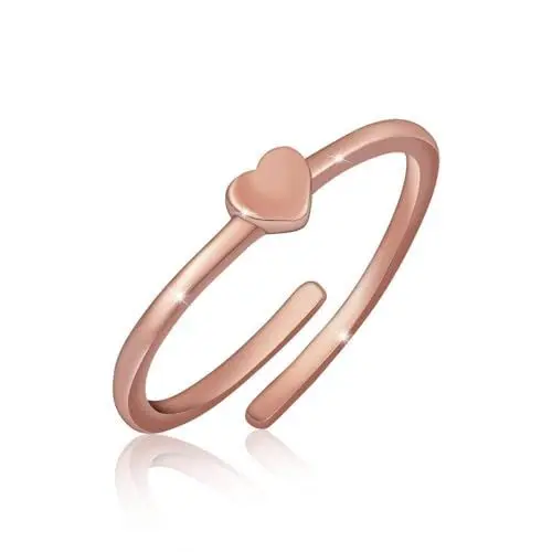 Produktbild: GD GOOD.designs Herz Ring für Damen - Verstellbarer Damenring mit Herz-Anhänger - Rostfreier 316L Edelstahl in 18K Gold, Silber oder Rosegold
