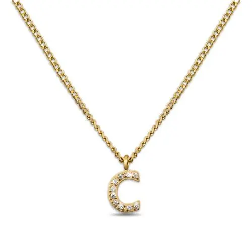 Produktbild: GD GOOD.designs Kette Buchstabe C Gold für Damen I 18K vergoldete Halskette mit Zirkonia Initialien I Goldene 316L Edelstahl Buchstabenkette (Buchstabe C)- Valentinstag-Geschenk für Sie und Ihn