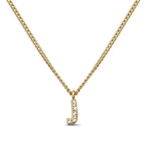 Produktbild: GD GOOD.designs Kette Buchstabe J Gold für Damen I 18K vergoldete Halskette mit Zirkonia Initialien I Goldene 316L Edelstahl Buchstabenkette (Buchstabe J) - Valentinstag-Geschenk für Sie und Ihn