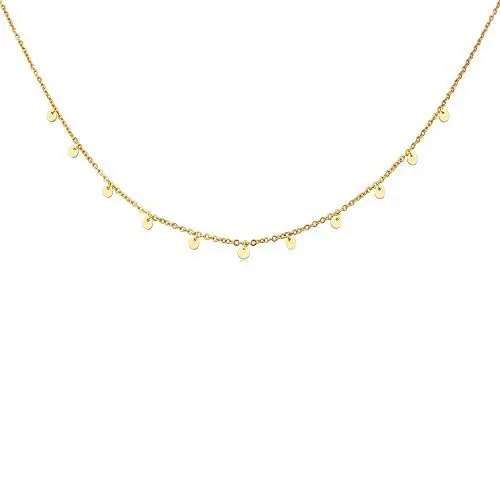 Produktbild: GD GOOD.designs Kette mit Coin Plättchen Gold - Wasserfest I Boho Halskette für Damen mit 11 runden Anhängern I Plättchenkette mit 18 Karat Vergoldung