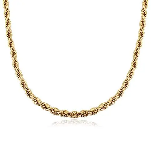 Produktbild: GD GOOD.designs Königskette Gold 5mm für Damen aus wasserfestem Edelstahl I 18K vergoldete Kordelkette I Gedrehte Halskette ohne Anhänger