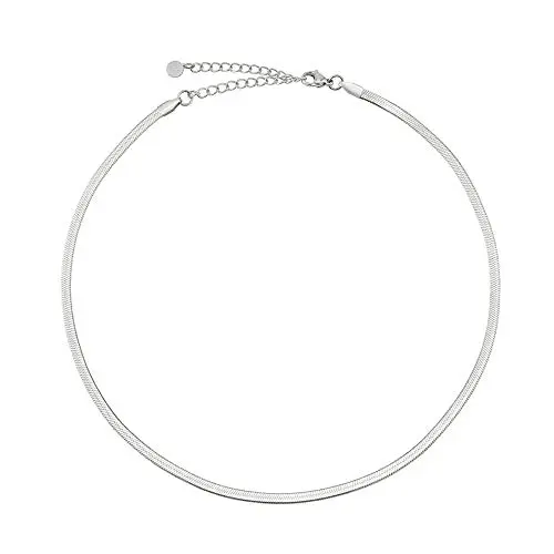 Produktbild: GD GOOD.designs Schlangenkette Silber - flache Sterling Silberkette ohne Anhänger I Silberne Edelstahl Choker 3mm breit - Wasserfest