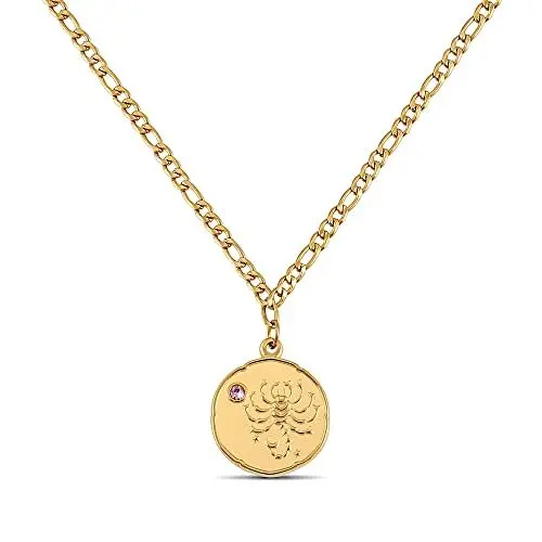 Produktbild: GD GOOD.designs Sternzeichen Kette Skorpion Gold mit Geburtsstein für Damen - 18K vergoldete Halskette mit Zodiac Anhänger