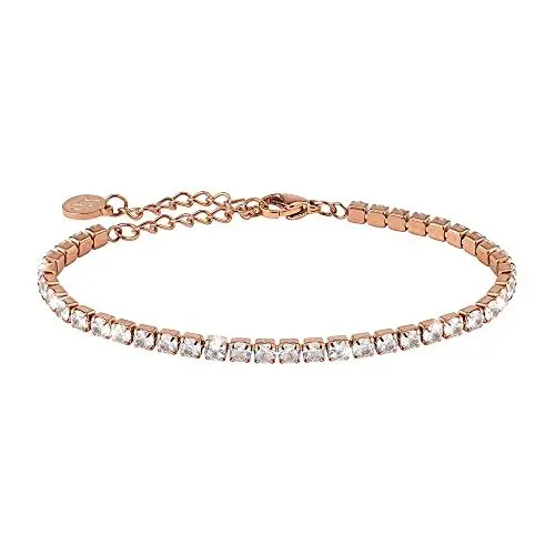 Produktbild: GD GOOD.designs Tennisarmband Roségold für Damen I Cubic Zirkonia Armband I Rosegoldene Armkette mit Kristall Steinen (3mm)