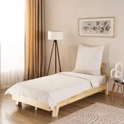 Produktbild: GD Home %100 Baumwolle Bettwäsche Set / 1 Hochwertige Atmungsaktive Renforce Bettbezug 135 x 200 cm + 1 Kopfkissenbezug 80 x 80 cm / 2teilig Deckenbezug/Creme