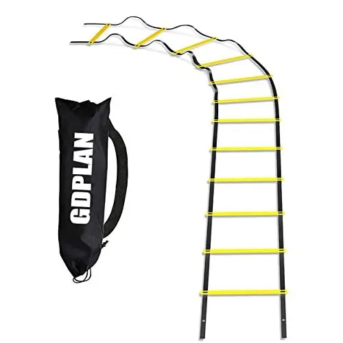 Produktbild: GDPLAN Fußball Trainingsleiter 3m - 6 Sprossen Koordinationsleiter Fußball Agility Leiter Trainingsleiter Leitertraining Baseball, Fußball, Speed Ladder Ausrüstung (Yellow)