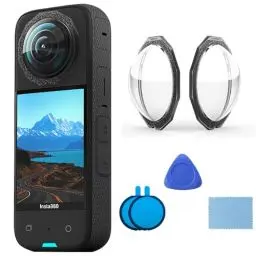 Produktbild: Gdraco Objektivabdeckung für insta360 X3 Action Kamera, hoher Zähigkeit Material Anti-Scratch klebrige Linse Objektivschutz,HD Vollständiger Linse Schutzfolie zubehör Kameraschutz