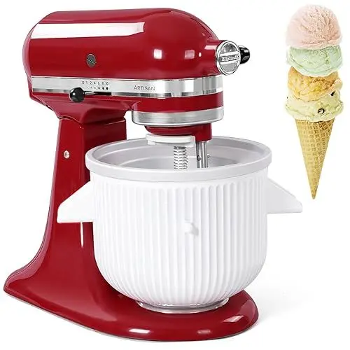 Produktbild: Gdrtwwh Eismaschine Aufsatz für Kitchenaid Standmixer, Eismaschine und Sorbet Gelato Maker, passend für Kitchenaid 4,3 L und 4.8 L Schüsselheber (spülmaschinenfest)