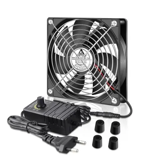 Produktbild: GDSTIME 120mm Lüfter 230V 120 x 120 PC Computer Lüfter 220V 120mm Gehäuselüfter mit DC 4V - 12V Einstellbare Geschwindigkeiten Kontrolle für Laptop TV Box Router Schrank Wechselrichter