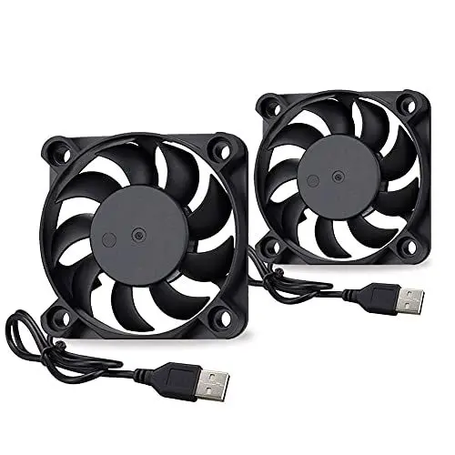 Produktbild: GDSTIME 2 Stück USB Lüfter 50mm 5V PC Lüfter 50mm USB 5010 50 x 50 x 10mm PC Ventilator mit 3 Einstellbare Geschwindigkeiten für Computer Router TV Box Konsole Terrarium Schrank