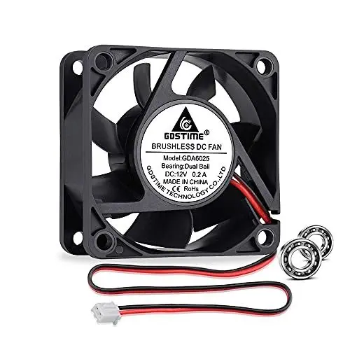 Produktbild: GDSTIME 60mm Lüfter 12V 60 x 25mm PC Lüfter Dual Kugellager 60mm Computerlüfter 6CM Gehäuselüfter 4500 U/min für DIY Lüfteraustausch Belüftung Auspuff