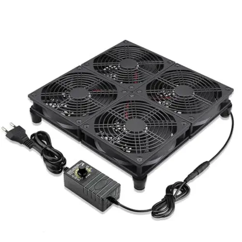 Produktbild: GDSTIME Lüfter 230V Großer Luftstrom 4 x 120mm 220V Kühlung Lüfter AC Angetrieben Geschwindigkeit Kontrolle DC 3V -12V für Router Arbeitsplatz Auspuff Belüftung Lüftertausch