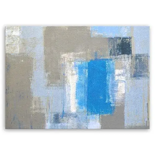 Produktbild: ge Bildet Bild auf Leinwand | Abstrakte Kunstwerke - Blue and Grey B in 40x30 cm als Wandbild | Wand-deko Dekoration Wohnung modern Bilder | 2203