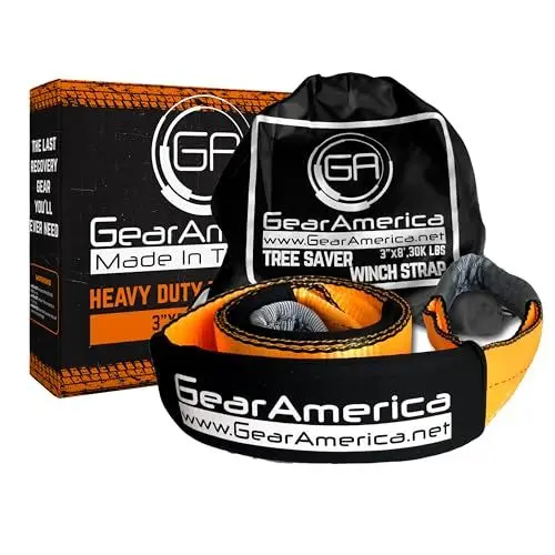 Produktbild: GearAmerica Baum Saver Winch StrapHeavy Duty(17,5 Tonnen) Stärke Off-Road Abschlepp- und Bergungsseil für Jeep oder LKW Verstärkte Loops+Verstellbare Ärmel+Free Aufbewahrungstasche 3