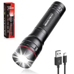 Produktbild: GEARLITE Taschenlampe LED Aufladbar, 2000 Lumen LED Taschenlampe Extrem Hell mit 3 Modi，Zoombare Mini Taschenlampe mit Langer Laufzeit, IP65 Wasserdicht Flashlight für Camping Angeln Notfall Outdoor